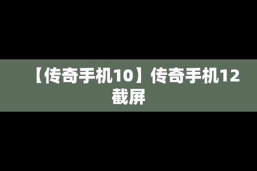 【传奇手机10】传奇手机12截屏