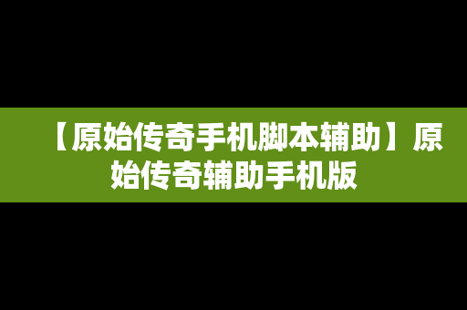 【原始传奇手机脚本辅助】原始传奇辅助手机版