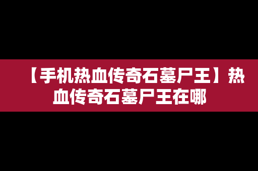 【手机热血传奇石墓尸王】热血传奇石墓尸王在哪