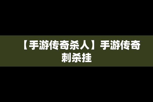 【手游传奇杀人】手游传奇刺杀挂