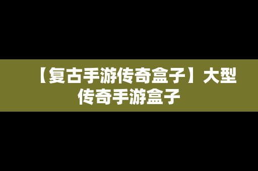 【复古手游传奇盒子】大型传奇手游盒子