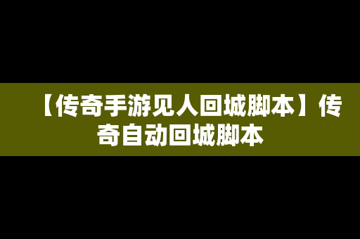 【传奇手游见人回城脚本】传奇自动回城脚本
