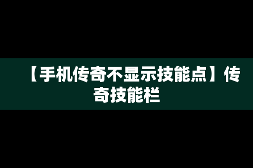 【手机传奇不显示技能点】传奇技能栏
