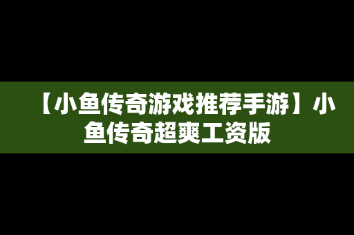 【小鱼传奇游戏推荐手游】小鱼传奇超爽工资版