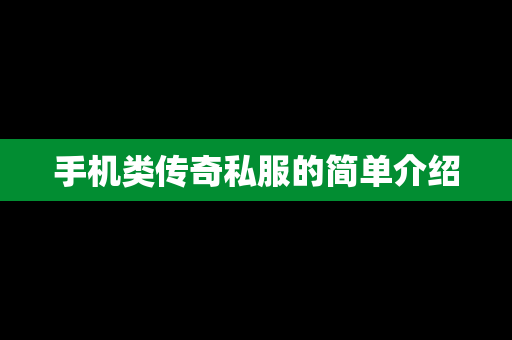 手机类传奇私服的简单介绍