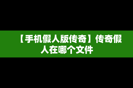 【手机假人版传奇】传奇假人在哪个文件